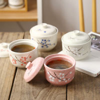 Japanese Ceramic Stew Pot Home Steamed Egg Bowl Soup Cup Ho Stew Birds Nest Stew Bone Dish Set with Lid Tableware