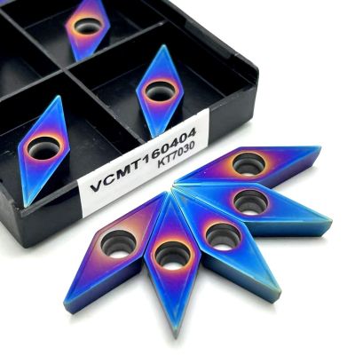 นาโนสีน้ําเงินแทรก VCMT160404 VCMT160408 KT7030 เครื่องมือโลหะผสมแข็งสแตนเลสคุณภาพสูงเครื่องมือตัด CNC Precision Cutting Turning Tool