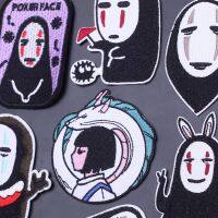 No Face Man Embroidery Patch Clothing Thermoadhesive Patches for Clothes Sewing Japanese Anime Badges for T-shirts Appliques Haberdashery