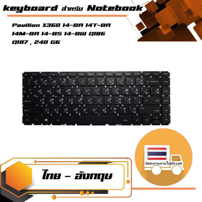 สินค้าเทียบเท่า คีย์บอร์ดเอชพี - HP keyboard (แป้นไทย-อังกฤษ, สีดำ) สำหรับรุ่น Pavilion X360 14-BA 14T-BA 14M-BA 14-BS 14-BW Q186 Q187 , 240 G6