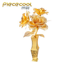 MMZ MODEL Piececool 3D metal puzzle Golden Rose Assembly metal Model kit DIY 3D Laser Cut Model puzzle toys gift for girls