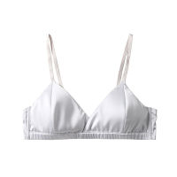 SuyaDream Women Wire Free Silk Bras Natural Silk Lining 34 Cups Everyday wear Bra Underwear Silver Intimates