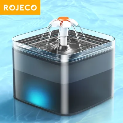 ROJECO ตัวกรองน้ำพุอัตโนมัติสำหรับแมว2L ในร่ม LED สำหรับที่ดื่มน้ำสัตว์เลี้ยงเครื่องจ่ายน้ำแมวสำหรับที่ป้อนแมว