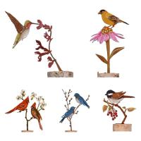 Metal Bird Garden Stake Chickadees On A Branch Rusty Tree Art Painted Birds Garden Decor for Fence Living Room Balcony Decoration handy