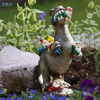 WaterWheel Dinosaur Godzilla Dwarfs Gnome Statue Garden Figurine Massacre Garden Decor Resin Handicraft Decoration Toy