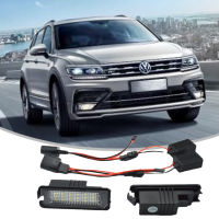 【คลังสินค้าพร้อม】12V LED ไฟป้ายทะเบียนจำนวนโคมไฟสำหรับ VW Golf MK 4 5 6 7 MK7 Passat B6 CC Polo Superb Seat Leon Altea Canbus Xenon สีขาว