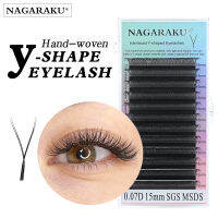 NAGARAKU YY Mesh Lash Y Shape Eyelashes Extension Premium Mink Soft Light Natural 4D แต่งหน้า Cross Bloom ขนตาปลอม