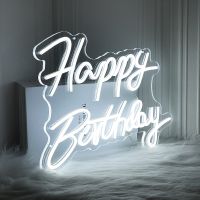 Led Happy Birthday Neon Sign for Wall Decor USB Powered Oh Babe Mr Mrs Custom Neon Light Sign for Bedrrom Wall Wedding Party
