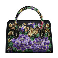 Women Retro Handbag Hand Embroidery Chinese Ethnic Style High Quality Exquisite Messenger Bag High Capacity Casual Shopping Tote