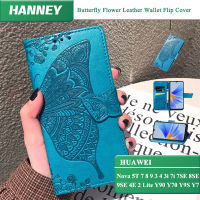 HANNEY สำหรับ Huawei Nova 5T 7 8 9 11 10 3 4 3i 7i 7SE 8SE 9SE 4E 2 Lite Y90 Y70 Y9S Y9 Y7บวก2019เคสหน้ังกลับมือถือผีเสื้อกระเป๋าสตางค์ลายดอกไม้คลุมทั้งหมดกันกระแทก HZD-01