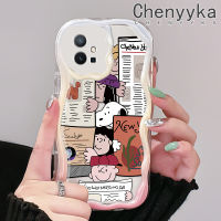 เคส Chenyyka สำหรับ Vivo Y55 Y75 5G Y55s 2023 Y33s 2023 Y33e T1 Y30 Y52t 5G Iqoo เคส Z6การ์ตูนน่ารักสนูปี้สีสันเนื้อครีมลูกคลื่นเคสโทรศัพท์โปร่งใสป้องกันเลนส์กล้องกันกระแทกเคสซิลิโคนอ่อนชัดเจน