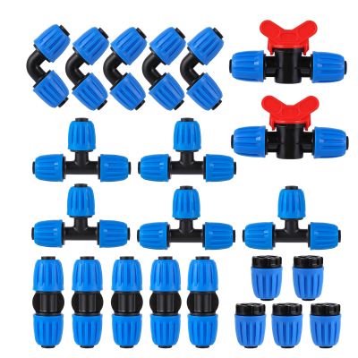 ；【‘； High Quality Blue 16Mm PE Pipe Locking Joint Nut Garden Hose 1/2  Pipe 4/7Mm Watering Fastening Accessory Irrigation Joint 1Pc