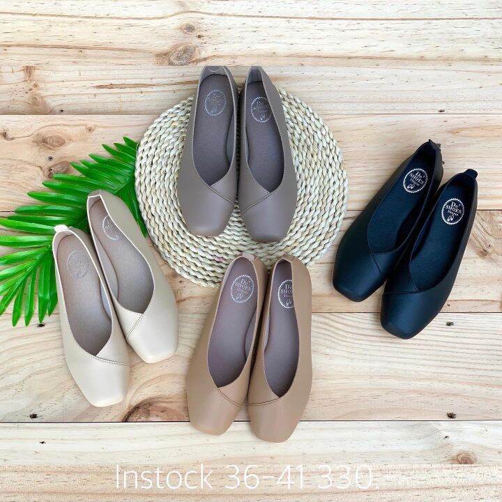 size-36-41-simple-casual-shoe-รองเท้าทรงสลิปออน-รองเท้าคัทชูส้นแบนผู้หญิง-หนังนุ่ม