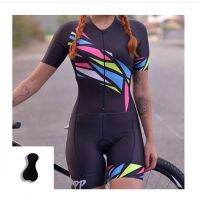 【Hot Sale】embellish2021แขนสั้น BicycleClothes Stithbreathable Triathlon Jumpsuit ชุดปั่นจักรยาน