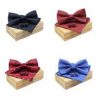 【cw】 Men Bowtie Cravat 3Pcs Set Fashion Wedding Bow Ties Color Dots Handkerchief