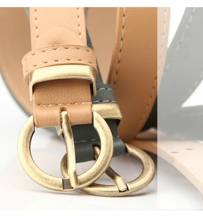 Thin Leather Female Belt Strap Black White Brown Women Belts