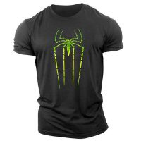 Four Seasons fashion casual sports 2D printed spider adult crewneck short sleeve large size mens T-shirt quick dry comfortable