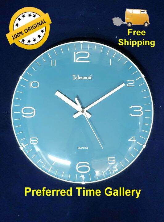 ORIGINAL Telesonic Wall Clock Q07332 Curve Mineral Glass,Number Dial