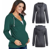 Maternity Thicken Hoodies Autumn Hooded Zipper Coat for Women Nursing Jacket Pregnancy Outerwear Breastfeeding Clothes