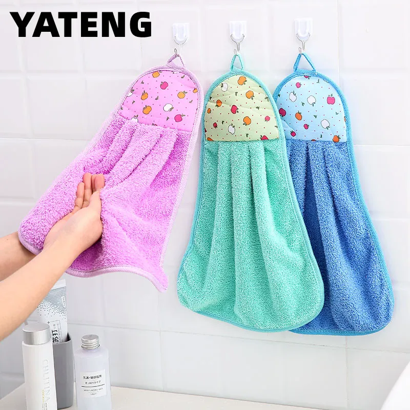 Hand Towel Absorbent Cloth Dishcloth Hanging Coral Velvet Bathroom Soft 