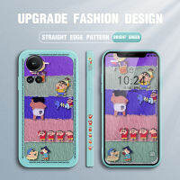 Case4you สำหรับ OPPO Reno10 Pro 5G ใหม่ตลก Nowara Shnosuke Crayon Shinchan กรณีโทรศัพท์ดีไซน์ข้างขอบสี่เหลี่ยมรูปแบบของเหลวปลอกซิลิโคนคลุมทั้งหมดเคสกล้อง