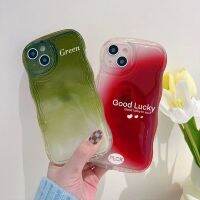 Apple 14Promax เคสป้องกันโทรศัพท์คู่ iPhone 13การไล่ระดับสีฮาโลเจน11โปร่งใส12สีแดง Xs ของผู้หญิง