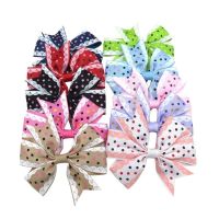 【CW】 10PCS/LOT Bow DOT Print Elastic Hair Bands Bows Tie Rope Accessories Best 2018