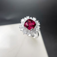 Rhodolite Diamond ring แหวนเพชรโรโดไลท์ โรโดไลท์แท้สีแดงอมม่วงชมพู ประดับด้วยเพชรแท้น้ำ95-96 ตัวเรือนเป็นทองขาว18k