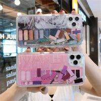 【16- digits】แฟชั่น Liquid Quicksand Glitter Eye Shadow Make Up Case สำหรับ iPhone 12 11 Pro X XS Max XR 7 8 6 Plus แต่งหน้าส่วนบุคคล Coque