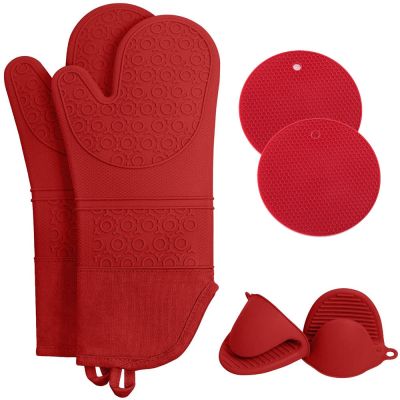 Silicone Heat Resistant Insulation Kitchen Microwave Glove Oven Mitts for Baking Cooking BBQ