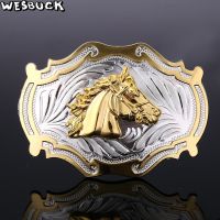 【CW】 Men  39;s belt buckle denim designer horse head logo fashion