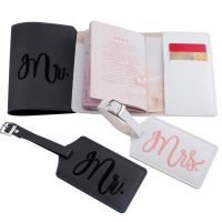 4pcs Mr&amp;Mrs Suitcase Embroidery Passport Covers Luggage Tags Bag Pendant Travel Accessories Name ID Address Wedding Invitation