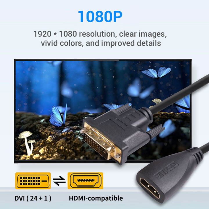 dvi24เก็บข้อมูลขนาดใหญ่-1-hdmi-เข้ากันได้สายอะแดปเตอร์-dvi-ไปที่-hdmi-compatible-1080p-สัญญาณที่เสถียรสายอะแดปเตอร์อะแดปเตอร์ทางตรงสองสำหรับสายอะแดปเตอร์-hdmi-ที่เข้ากันได้