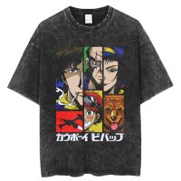 Cowboy Bebop Anime Vintage Washed Tshirt Hip Hop Oversize Streetwear T-Shirt Harajuku Short Sleeve Cotton Unisex Tops