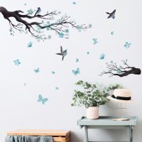 2pcs Creative Branch Bird Petal Cartoon Wall Stickers Living Room Bedroom Study Dining Room Decorative Pvc Wall Stickers Ms8357 Vinyl Flooring