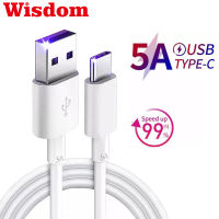 สายเคเบิลข้อมูล Wisdom QC3.0 480M สายชาร์จเร็ว 100W Type C 1m 5A Fast Charging Type-c สายชาร์จข้อมูลสำหรับ Huawei Xiaomi Samsung oppo vivo fast Charger Cable