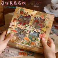 DUKEEN สติกเกอร์ตกแต่งสมุดภาพรูปผีเสื้อแนววินเทจ100ชิ้น/เซ็ตสวยงามกล่องของขวัญสติกเกอร์เครื่องเขียนสำหรับตกแต่งรูปเห็ดดอกไม้สวยงาม