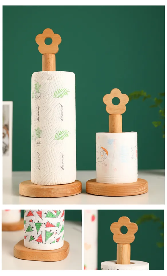 Japanese-style Solid Wood Paper Roll Holder Creative Kitchen