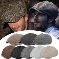 Retro Men Newsboy Hat หมวกเบเร่ต์ของแข็งหมวกลายคลาสสิก Unisex Casual Street Caps หมวกจิตรกรแปดเหลี่ยมแบบปรับได้