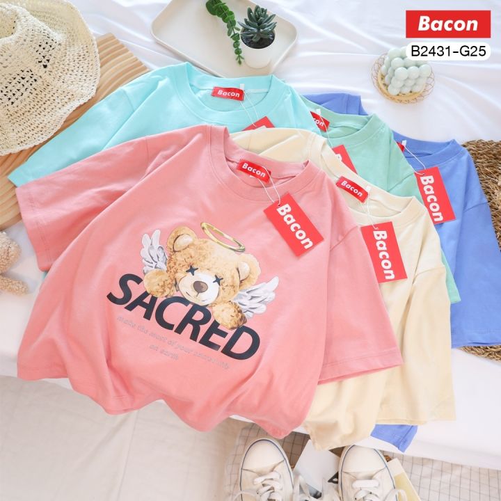 เสื้อแฟชั่น-ครอปน่ารัก-ลาย-ตุ๊กตาหมีติดปีก-sacred