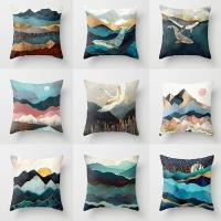 【CW】❈  Mountain Peak Cover Whale Office Sofas Bed Cushion Pillowcase 60