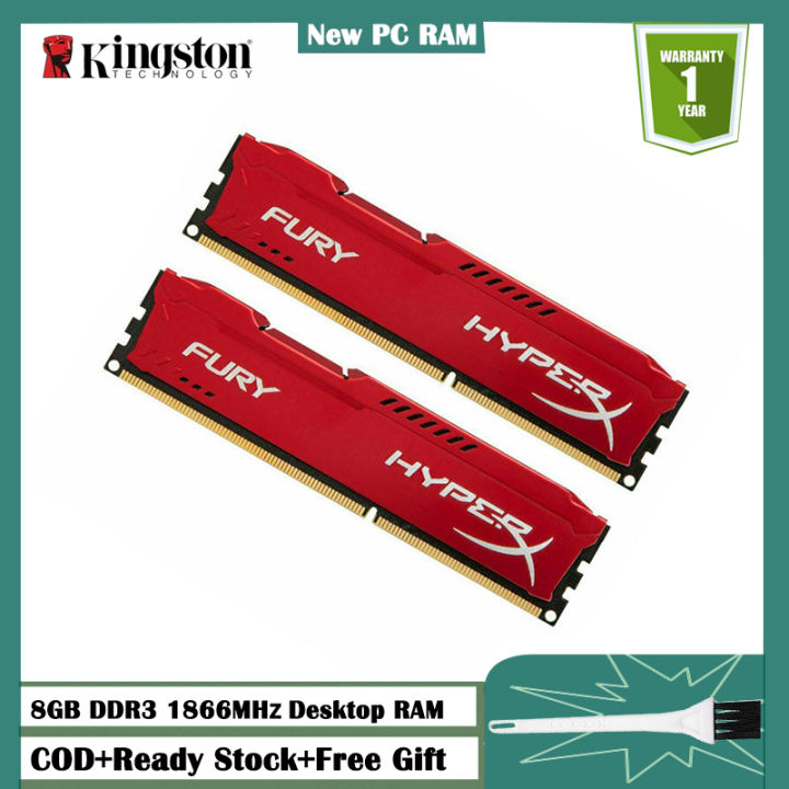 DDR3 HyperX FURY Memory Ram 16 (2x8 GB) MHz PC3-14900U 240-pin 1.5V Non-ECC Desktop Memory 8GB module ram With heat sink Red Gaming Memory | Lazada PH