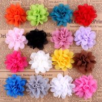 20Pcs 5cm 2 quot; Fabric Artificial Flowers Boutique For Headbands Scrapbook Tulle Fabric Flowers Crochet Chiffon Flower Accessories