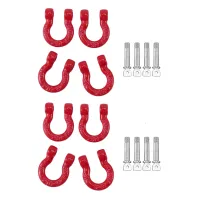 8Pcs Red Metal Bumper D-Ring Tow Hook for 1/10 RC Crawler Car -4 Axial SCX10 90046 D90