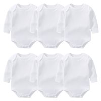 Newborn Baby Clothes Boys Girls Bodysuits For Infants 100% Cotton Pure White Long Sleeves Romper Toddler Baby Jumpsuit