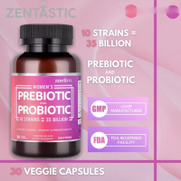 Zentastic Womens Probiotic &amp; Prebiotic Supplement with Cranberry 35 Billion CFU 30 Veggie Cap.