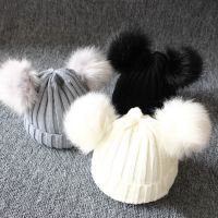 Brand New Newborn Baby Kids Girls Boys Winter Warm Knit Hat Furry Balls Pompom Solid Warm Cute Lovely Beanie Cap Gifts