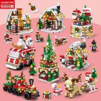 Mini Christmas Tree Model Bricks Building Block City Train Santa Claus Cake Childrens Toys Christmas Kids Gift Boys Girls