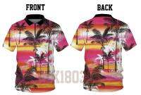 (in stock) Personalized custom summer quick drying Hawaiian style beach play high-quality unisex zipper polo Hawaiian style 3