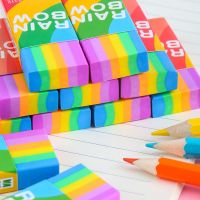 2pcs Pencil Erasers Stationery Soft Rubber Office School Correction Supplies color Erasers for Kids rainbow Eraser Set Gift 2B